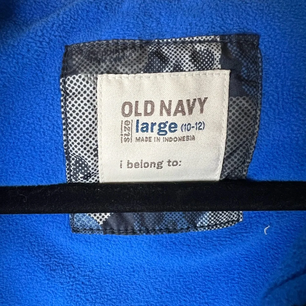 Old Navy Boys Puffer Vest Blue Gray Skulls SZ L (10-12) EUC